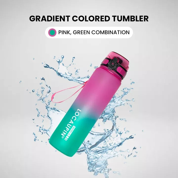 Locaupin Gradient Frosted Fitness Sports Water Bottle Snap Design Lid For Student to Outdoor Running Cycling Gym Workout