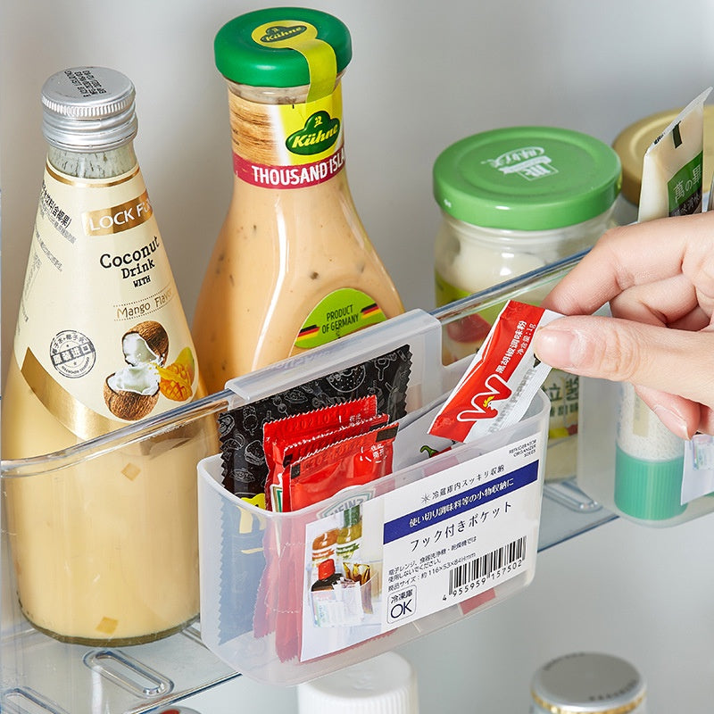 Locaupin Mini Fridge Hanging Organizer for Snacks - Small Size Refrigerator Organizer bins Japandi Style