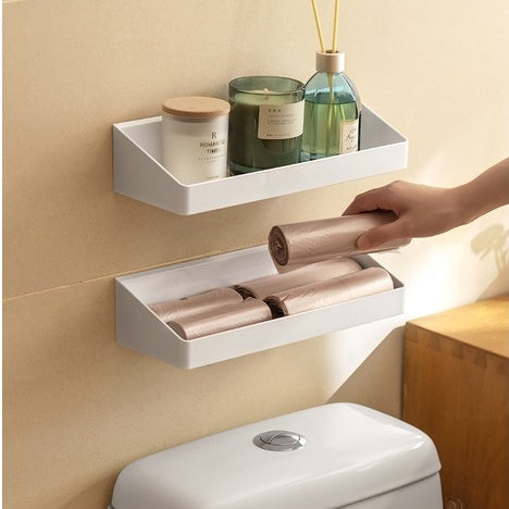 Locaupin Wall Mount Plastic Storage Organizer Holder Basket with Self-Adhesive Suitable Kitchen ,Bathroom,Plastic Hooks