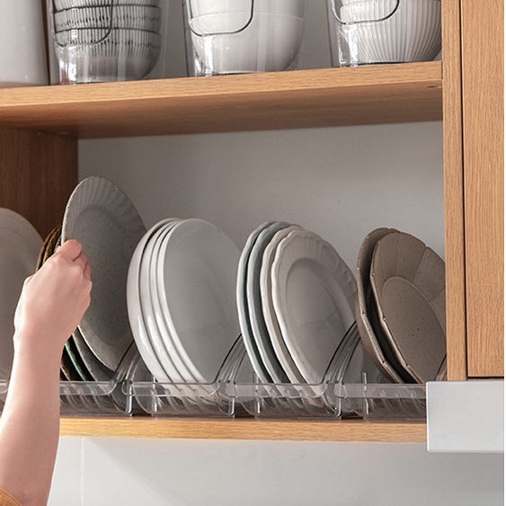 Locaupin Dinnerware Bowl Plate Holder Plastic Dish Storage Display Shelf Tableware Rack Kitchen Organizer