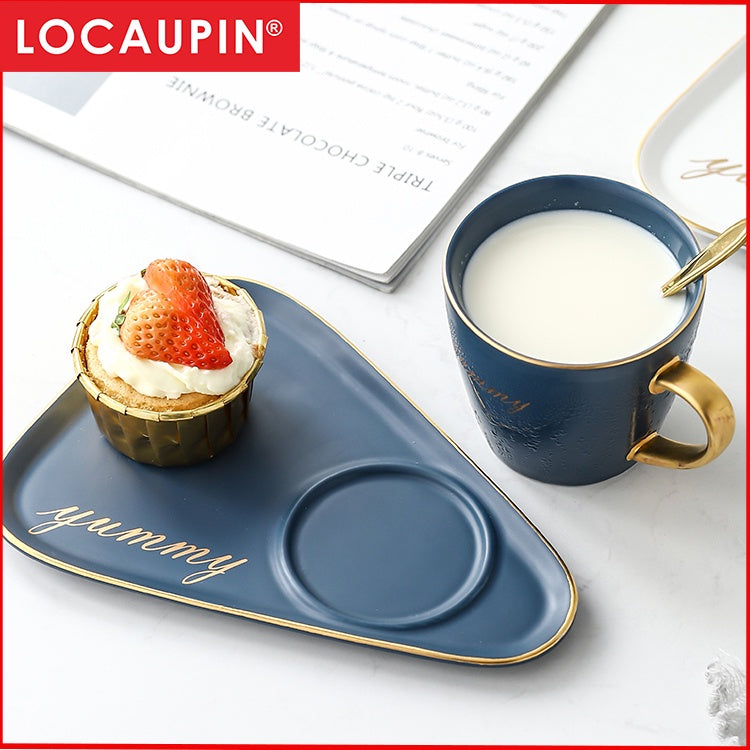 Locaupin Ins Coffee Mug Elegant Ceramic Mug Set Creative Coffee Mug for Breakfast Milk Tea Cups New Year Mug Gift