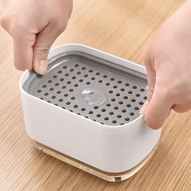 Locaupin High-Quality Soap Dispenser for Kitchen Sink, Countertop Soap Pump with Sponge Caddy Sponge Holder
