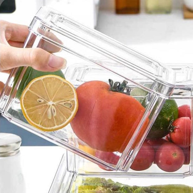 Locaupin Food Storage Containers Stackable Refrigerator Freezer Organizer Fresh Keeper Container with Lids