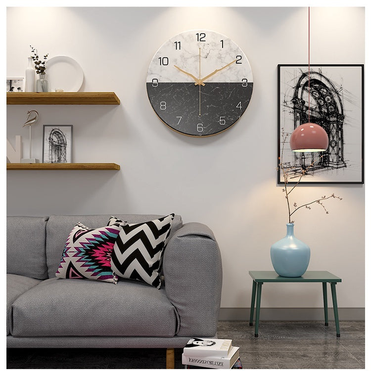 Locaupin Large Wall Clock Black Metal Battery Operated Wall Clock, Silent Clock Modern Home Decor for Living Room/Office