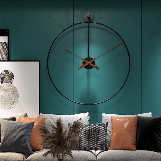 Locaupin Large Wall Clock Black Metal Battery Operated Wall Clock, Silent Clock Modern Home Decor for Living Room/Office
