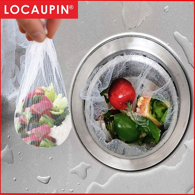 Locaupin 50pcs Sink Strainer Bag Disposable Mesh Strainers Draining Bags for Kitchen and Bathroom