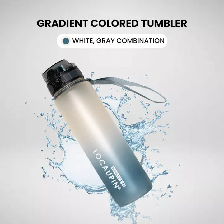 Locaupin Gradient Frosted Fitness Sports Water Bottle Snap Design Lid For Student to Outdoor Running Cycling Gym Workout