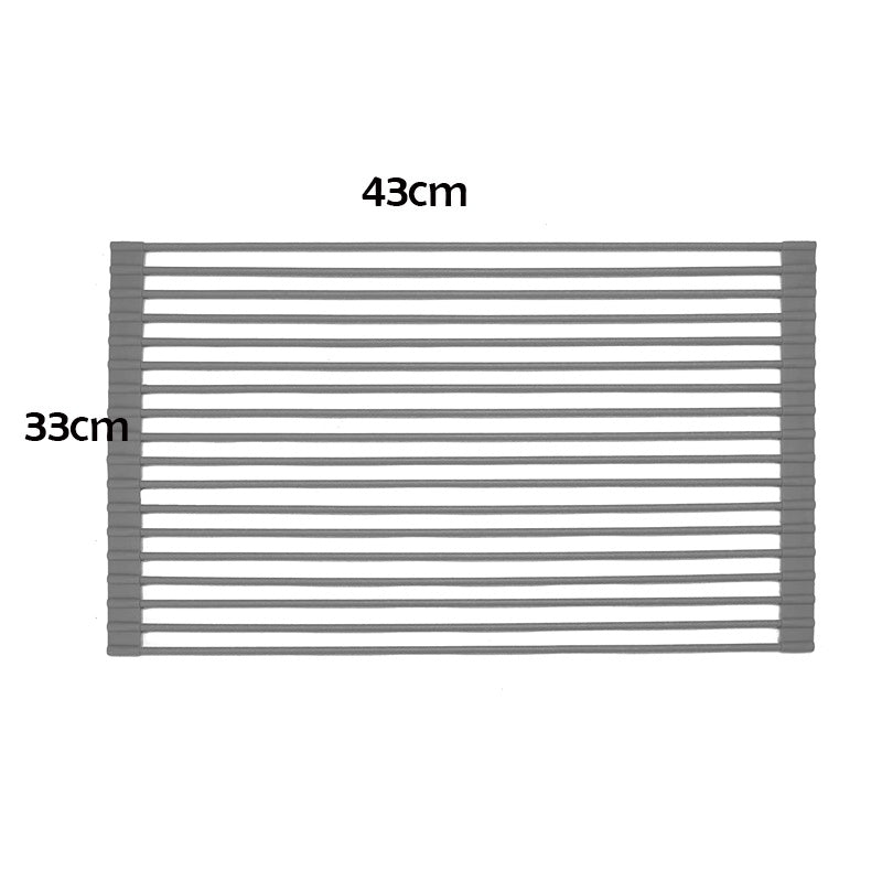 Locaupin Kitchen Large Roll Up Dish Drying Rack - Heavy Duty Silicone Wrapped Steel Rods Over Sink Dish Drying Rack