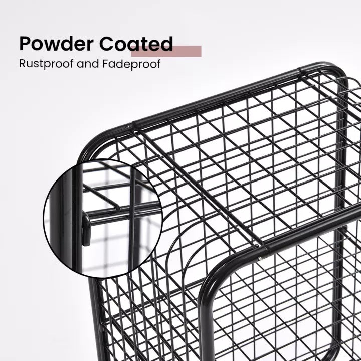 Locaupin Decor Storage Basket Powder Coated Metal for Kitchen Bathroom Living room and Books Stationery Stuffs