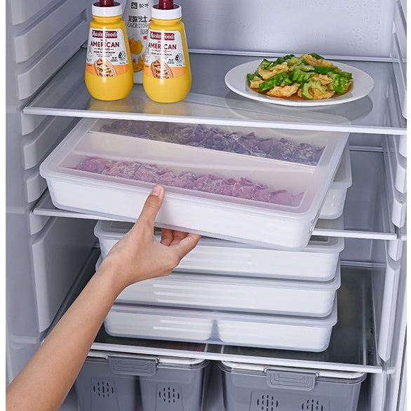 Locaupin Food Storage Containers Stackable Refrigerator Organizer Bins with Lids with Removable Compartment Basket