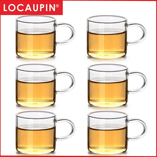 Locaupin -20 to150℃ Borosilicate Glass Mugs Double Wall Glass Tea Cups, Hot Tea, Fancy Tea Cups Set of 6