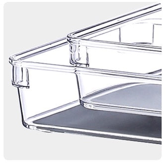 Locaupin Drawer Organizer Desk Drawer 5 Size Multipurpose Clear Plastic Storage Bins for Jewelries, Kitchen Gadgets