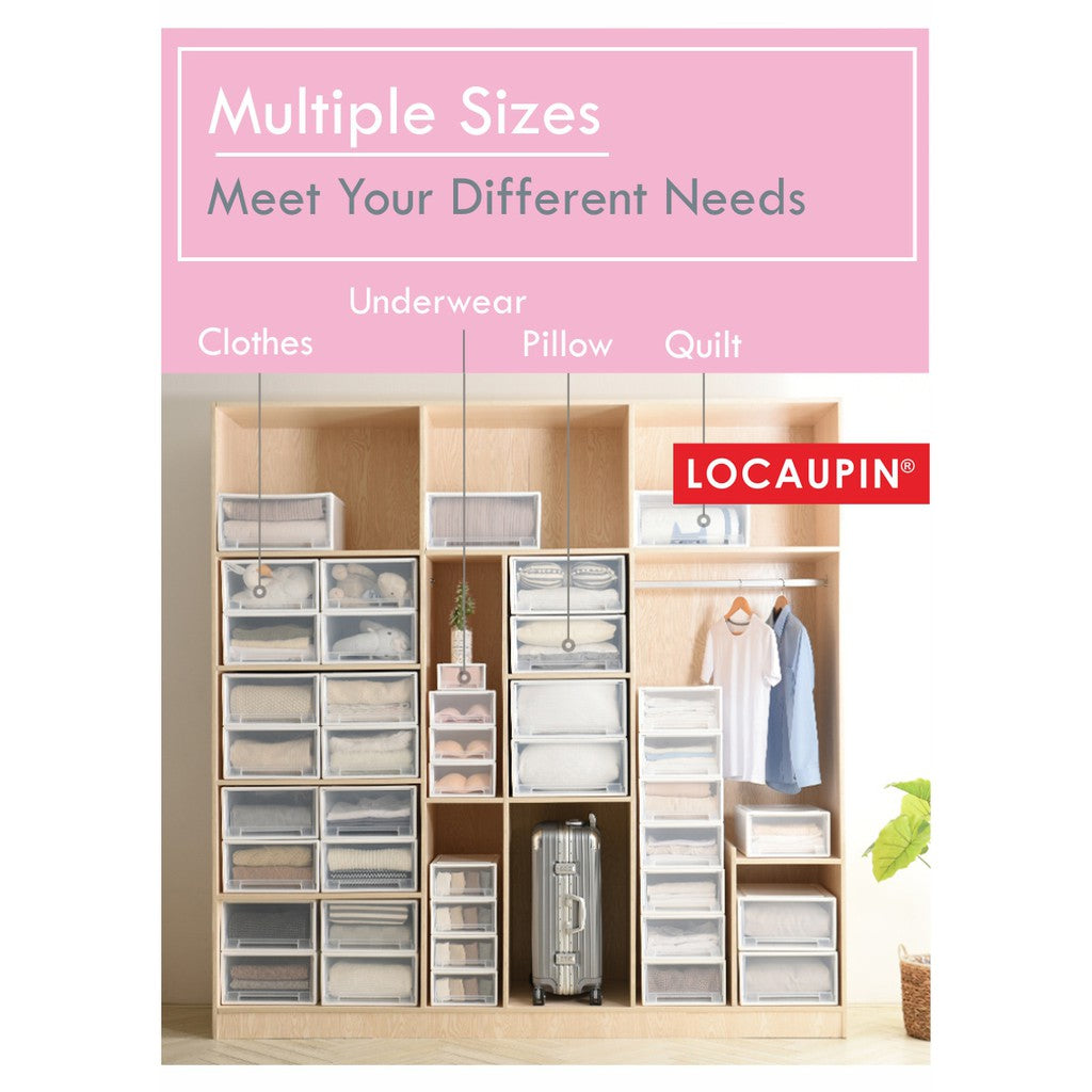 Locaupin Multipurpose Wardrobe Clothes Stackable Plastic Storage Box Drawer Storage Box Underwear Box 21L/43L/54L/65L