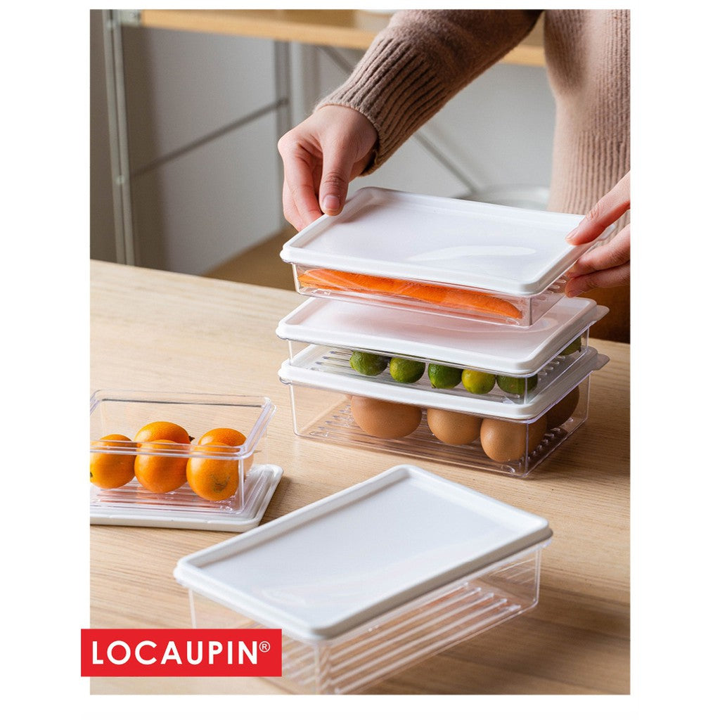Locaupin Food Storage Containers, Stackable Refrigerator Freezer Organizer Fresh Keeper Container with Vented Lids