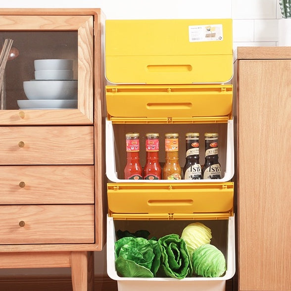 Locaupin High Quality 24/34L Plastic Stackable Storage Bins with Lids Storage Box Stackable Container Organizer