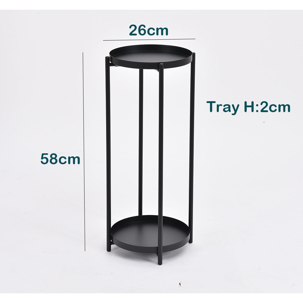 LOCAUPIN Garden Decorative 2Tier Plant Stand Flower Pot Rack Holder Indoor Outdoor Planter Display Shelf Rust-Proof Iron