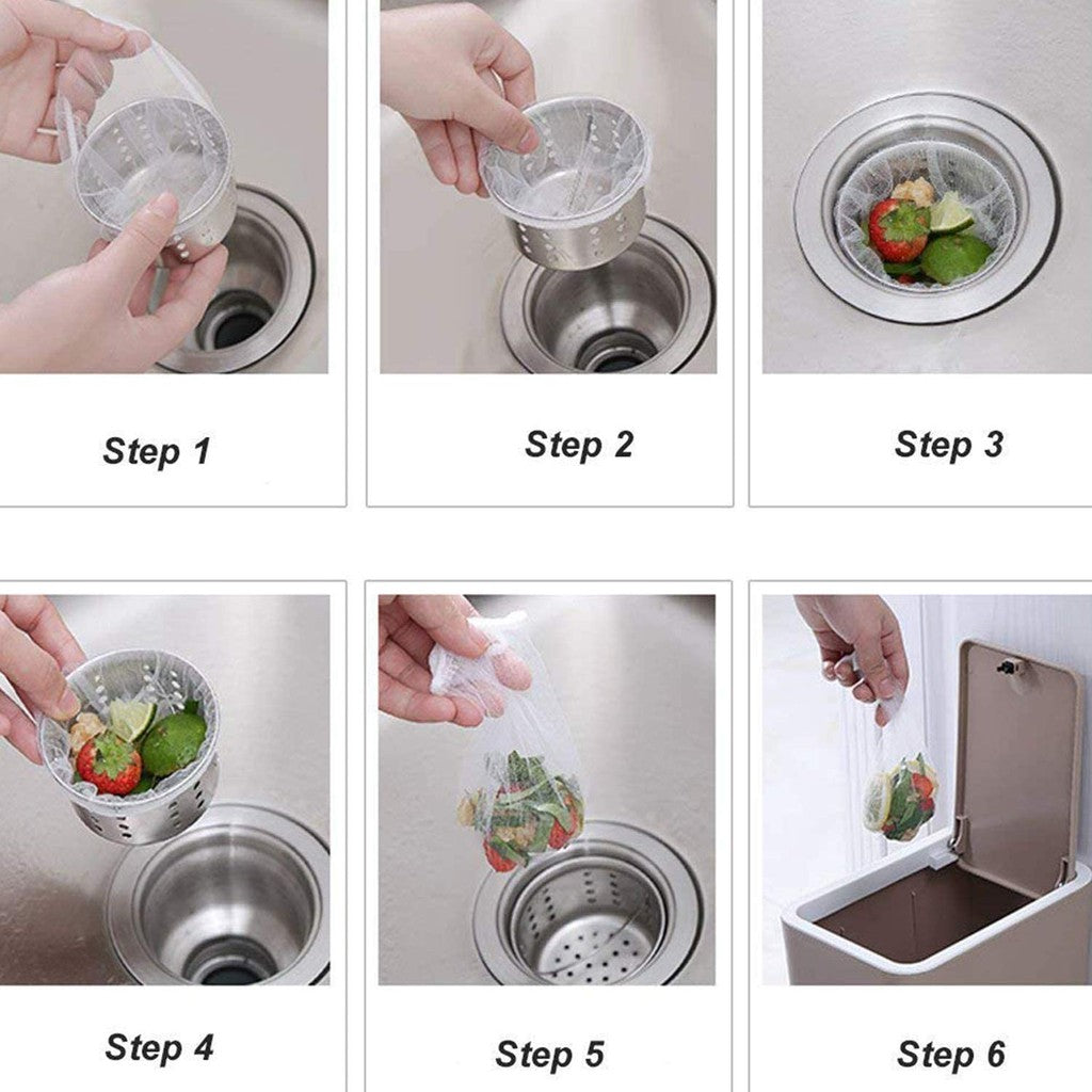 Locaupin 50pcs Sink Strainer Bag Disposable Mesh Strainers Draining Bags for Kitchen and Bathroom