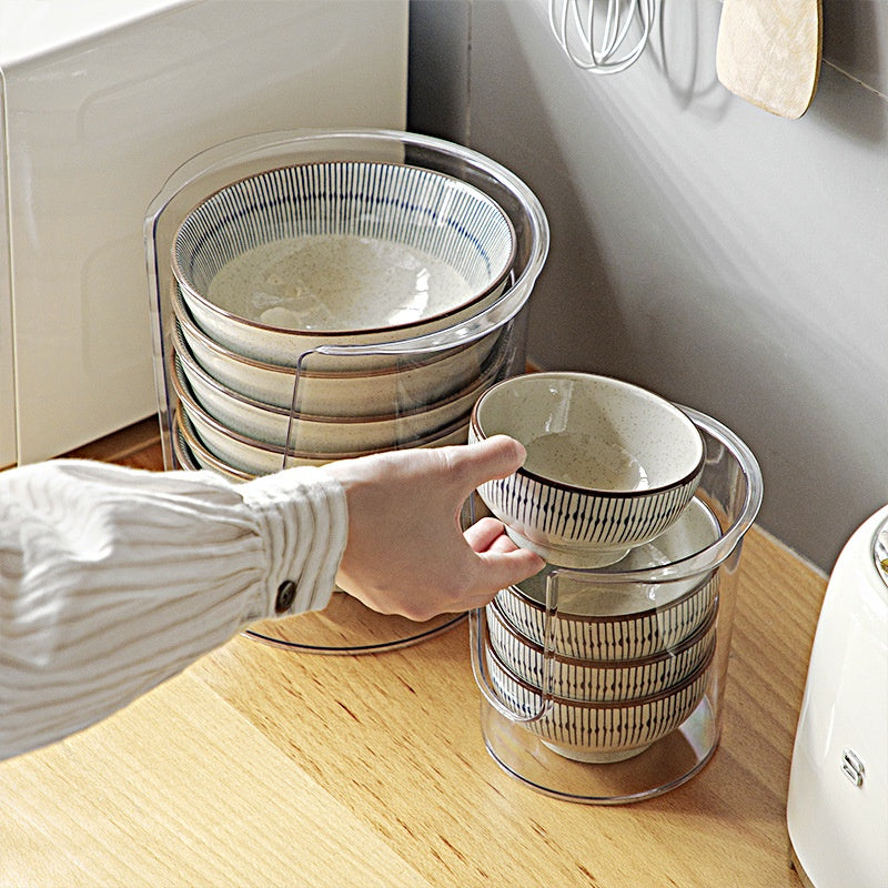 Locaupin Dinnerware Bowl Plate Holder Plastic Dish Storage Display Shelf Tableware Rack Kitchen Organizer