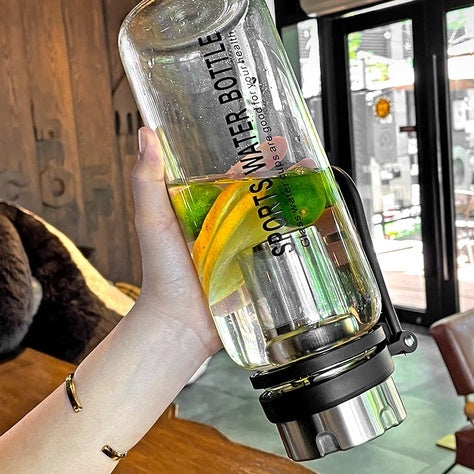 Locaupin -20~150℃ Borosilicate BPA Glass Tea Bottle Cups-With Tea Filter ,Tea Filter Cup, Portable Glass Water Bottle