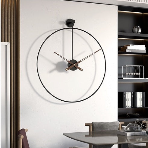 Locaupin Large Wall Clock Black Metal Battery Operated Wall Clock, Silent Clock Modern Home Decor for Living Room/Office