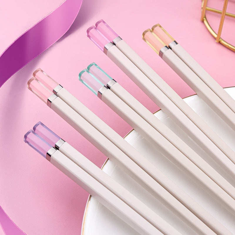 Locaupin 5 Pairs Reusable Chopsticks Dishwasher Safe,Fiberglass Chopsticks Set, Non-Slip, Easy to Use