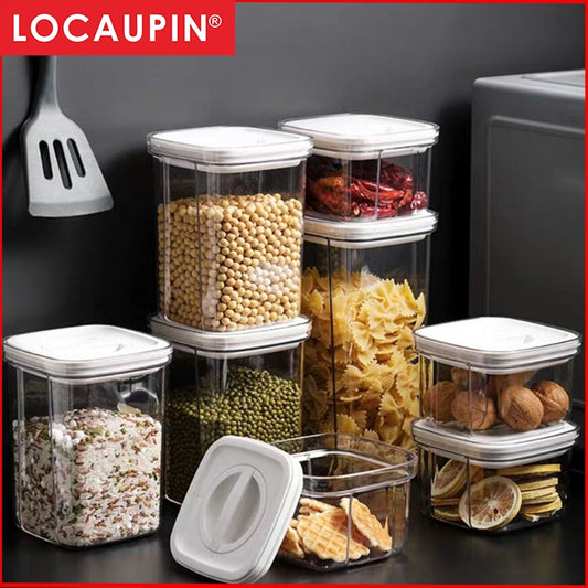 Locaupin Airtight Food Storage Container Clear Pet Kitchen and Pantry Organization Containers Food Dispensers