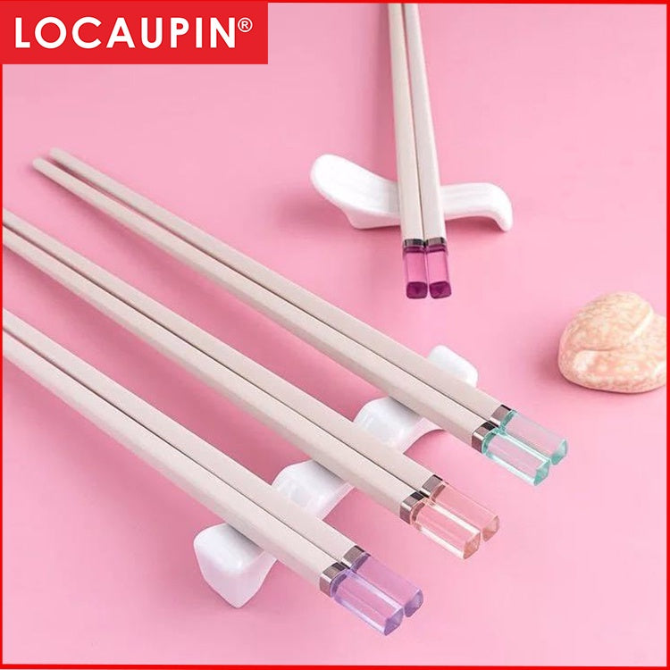Locaupin 5 Pairs Reusable Chopsticks Dishwasher Safe,Fiberglass Chopsticks Set, Non-Slip, Easy to Use