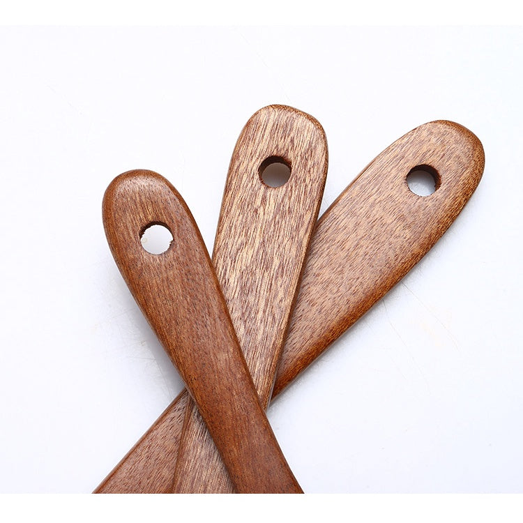 Locaupin Natural Ebony Wood Wok Spatula, Long Handle, Handmade for Non-stick Cookware Kitchen Utensils