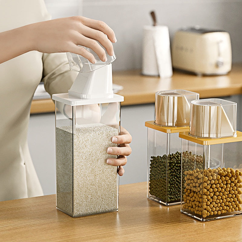 Locaupin Large BPA -Free Plastic Food Saver, Kitchen Food Cereal Storage Containers with measuring cup Food Dispenser