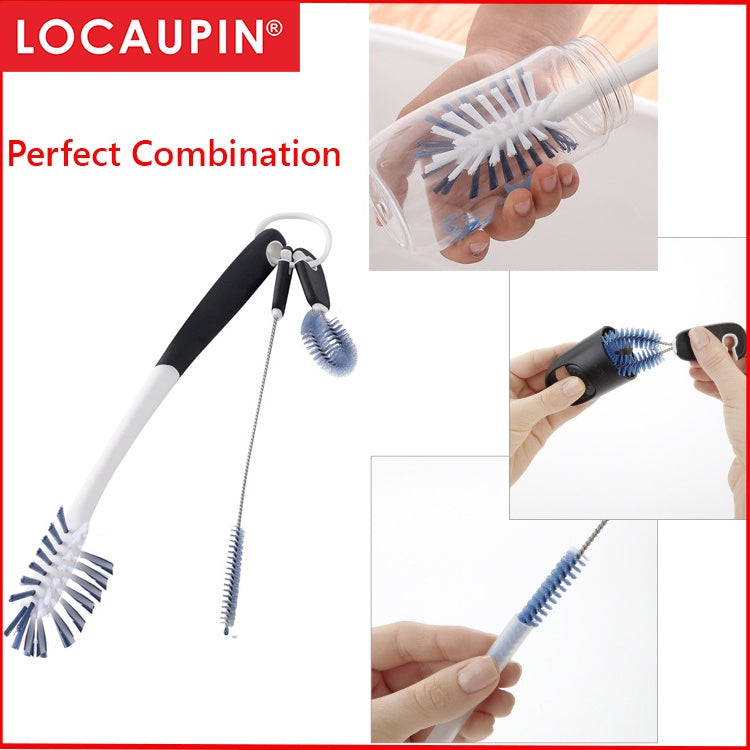 Locaupin Good Grips Long Handle Water Bottle Cleaning Set Milk Bottle Cleaner Brush Bottle Clean Brush Set