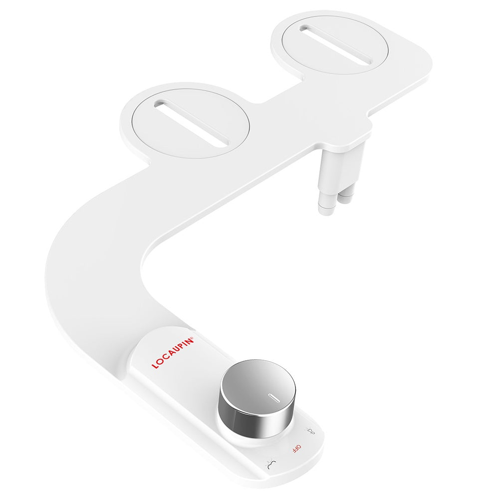 Locaupin Bathroom Hands-Free Non Electric Bidet Toilet Seat Attachment with Dual Nozzles For Rear & Feminine Wash Self