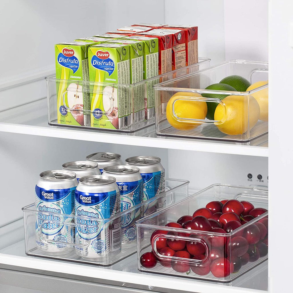 Locaupin Refrigerator Organizer Bins-Stackable Fridge Organizers with Handles,Countertops,Cabinets, Food Storage Rack