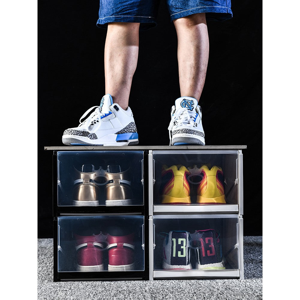 Locaupin 6pairs Stackable Transparent Shoes Storage Cabinets Box Shoe Container Plastic Shoe Organization Home Storage