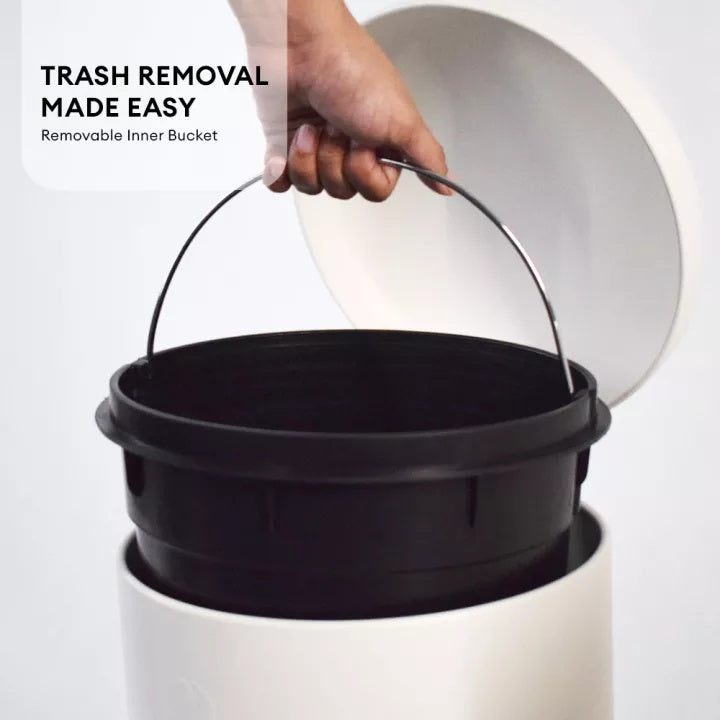 Locaupin 20L 30L Metal Hands Free Foot Pedal Type Trash Can Silent Close Lid Waste Basket Garbage Bin with Inner Bucket