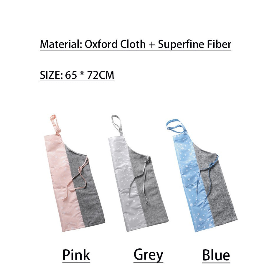 Locaupin Kitchen Apron, Waterproof Oil-Proof 2 Side Coral Velvet Erasable Towels Adjustable Bib Cooking Aprons