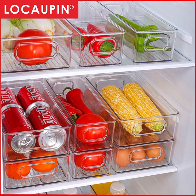 Locaupin Refrigerator Organizer Bins-Stackable Fridge Organizers with Handles,Countertops,Cabinets, Food Storage Rack