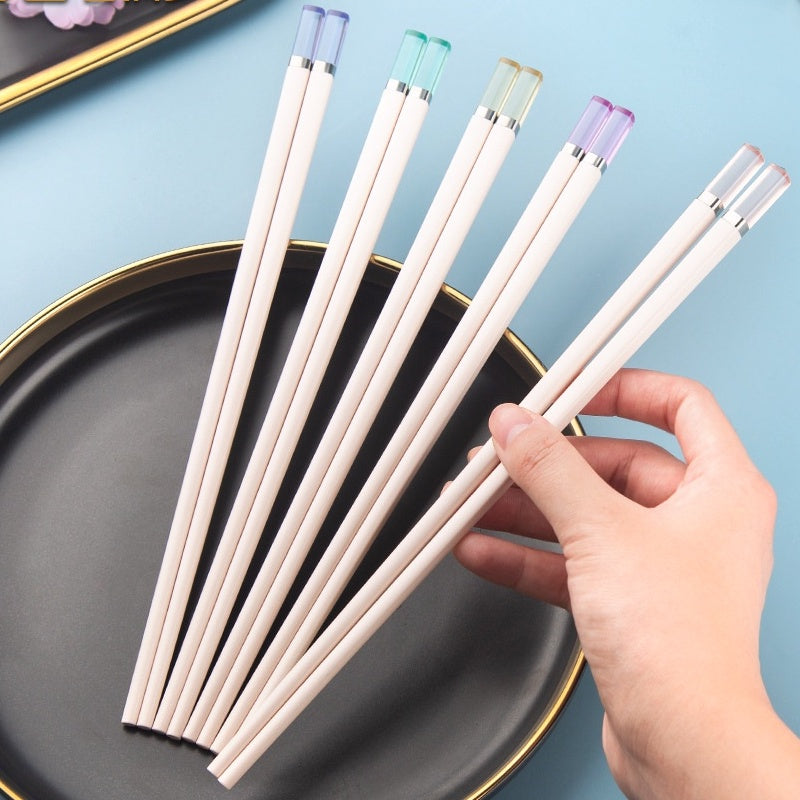 Locaupin 5 Pairs Reusable Chopsticks Dishwasher Safe,Fiberglass Chopsticks Set, Non-Slip, Easy to Use