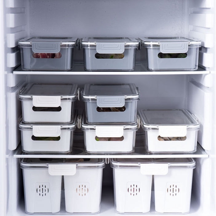 Locaupin Food Storage Containers Stackable Refrigerator Organizer Bins with Lids with Removable Compartment Basket