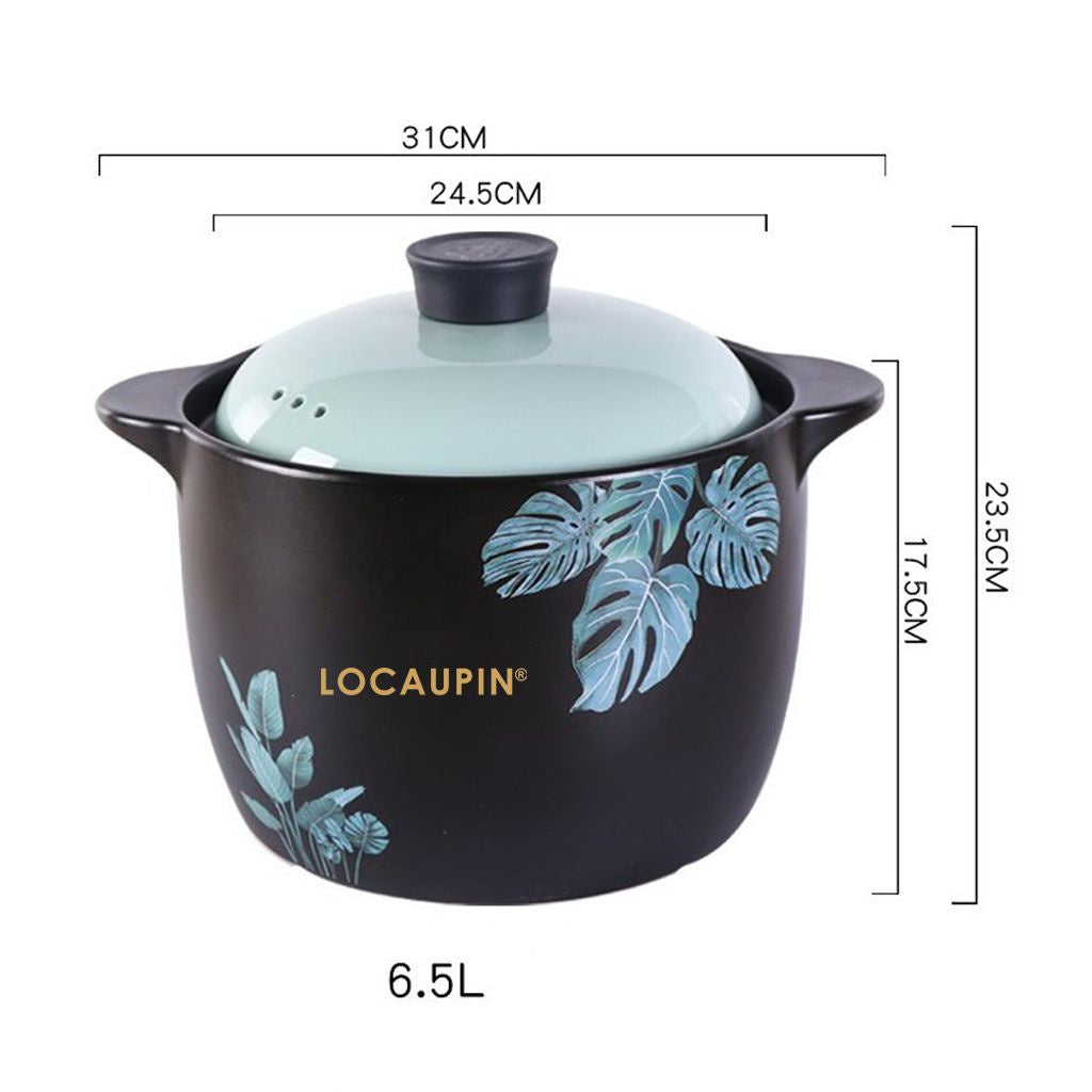 Locaupin Ceramic Stockpot, Stovetop Ceramic Cookware, Soup Pot Stew Pan Casserole Clay Pot Earthen Pot Healthy Stew Pot