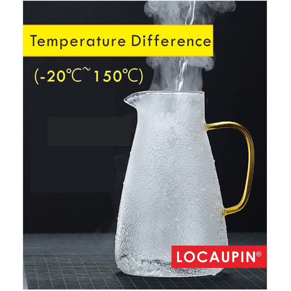 Locaupin 1800mL150ā Heat-resistant Borosilicate Glass Bottle Pitcher ,Glass Cups Hot Cold Water Juice Beverage Carafe