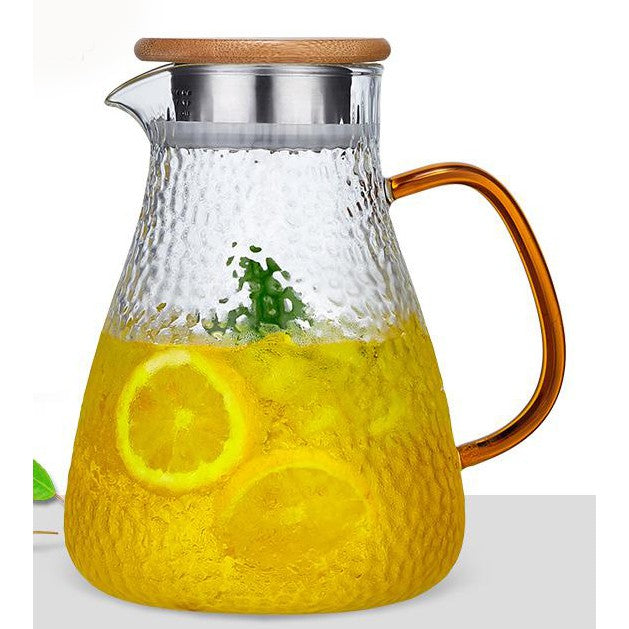 Locaupin 1800mL150ā Heat-resistant Borosilicate Glass Bottle Pitcher ,Glass Cups Hot Cold Water Juice Beverage Carafe