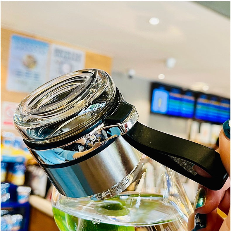 Locaupin -20~150℃ Borosilicate BPA Glass Tea Bottle Cups-With Tea Filter ,Tea Filter Cup, Portable Glass Water Bottle