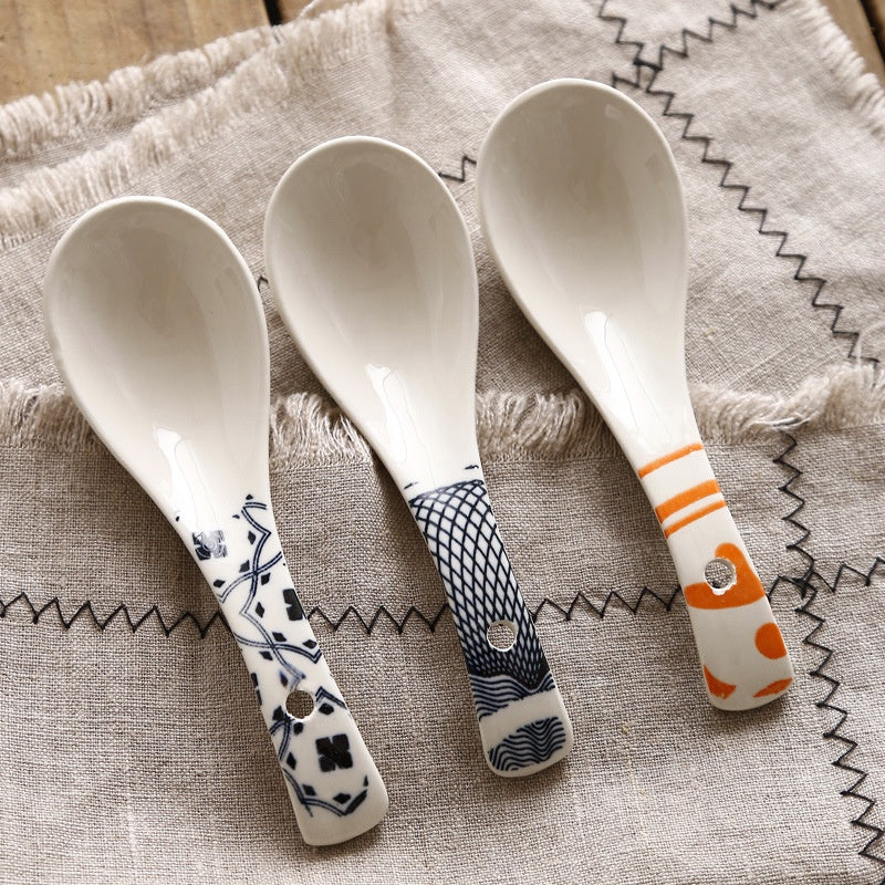 Locaupin Soup Spoons, Ceramic Chinese Soup Spoons, Asian Soup Spoons, White Japanese Spoon