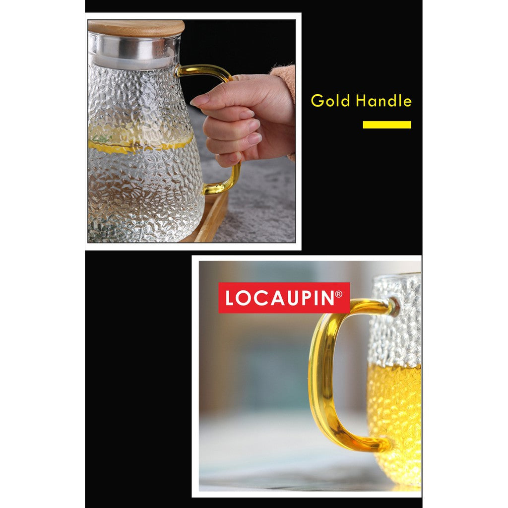 Locaupin 1800mL150ā Heat-resistant Borosilicate Glass Bottle Pitcher ,Glass Cups Hot Cold Water Juice Beverage Carafe
