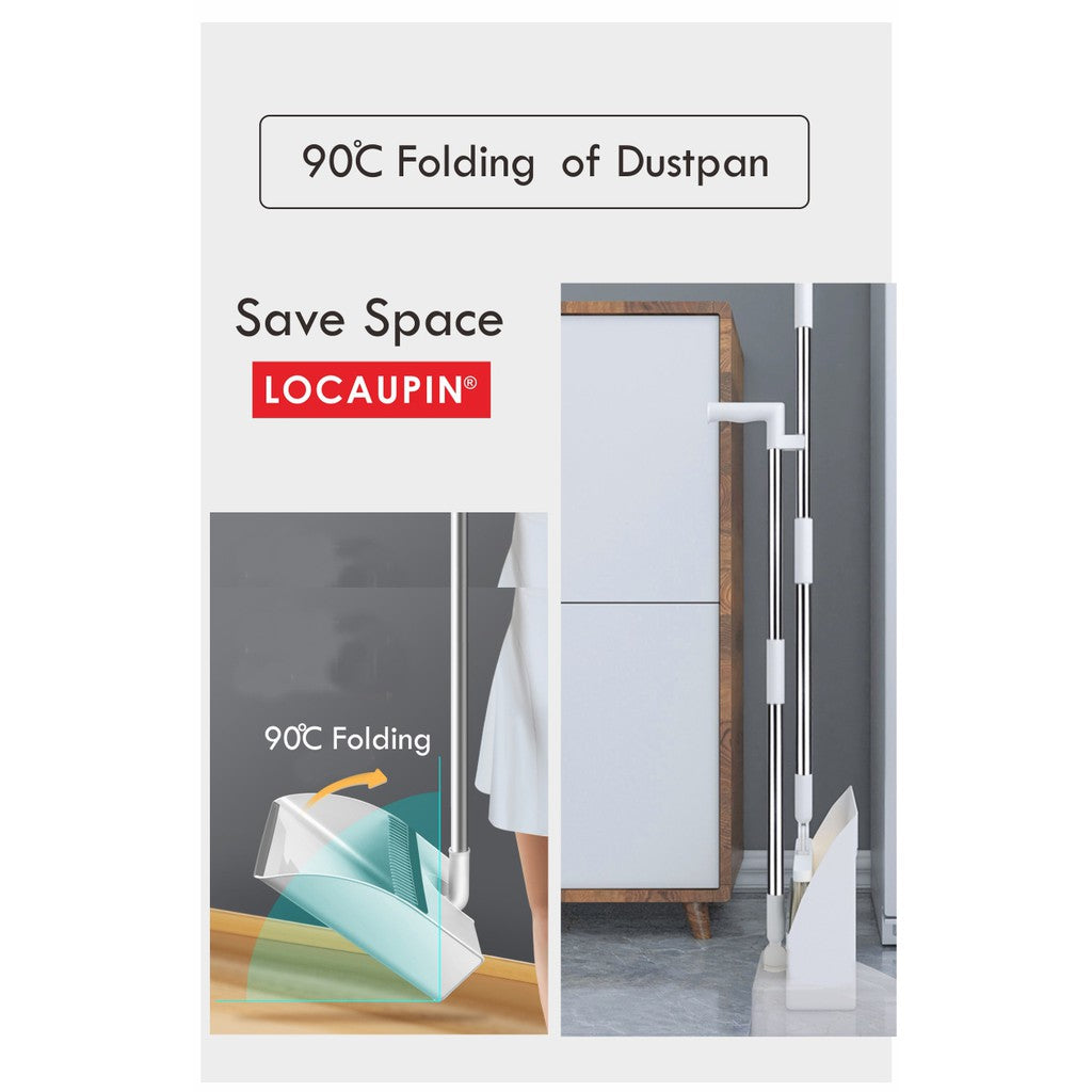 Locaupin Home Kitchen office Floor Broom Dustpan Set Outdoor Broom Set Self-Cleaning Dustpan Teeth Sweeping Tools