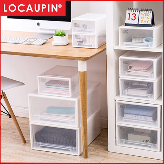 Locaupin 13L/24L Multipurpose Wardrobe Clothes Stackable Plastic Storage Box Drawer Storage Box Underwear Box