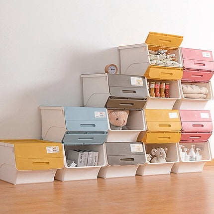 Locaupin High Quality 24/34L Plastic Stackable Storage Bins with Lids Storage Box Stackable Container Organizer