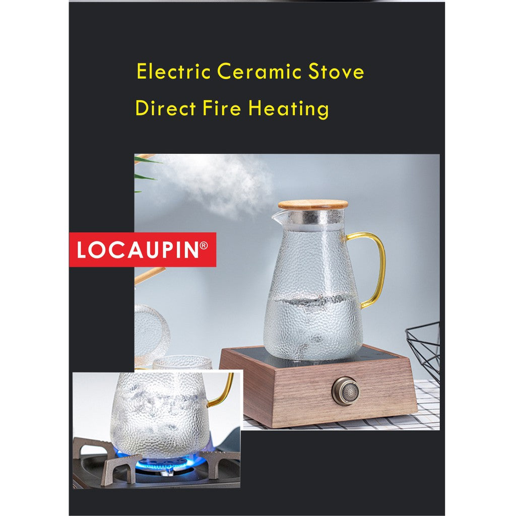 Locaupin 1800mL150ā Heat-resistant Borosilicate Glass Bottle Pitcher ,Glass Cups Hot Cold Water Juice Beverage Carafe