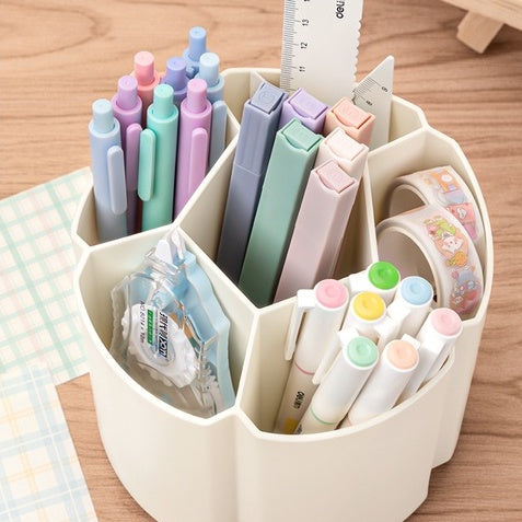 Locaupin Desktop Pen Holder With 6 Compartments 360 Degree Rotatable Desktop Storage Box, Makeup Brush Storage Box