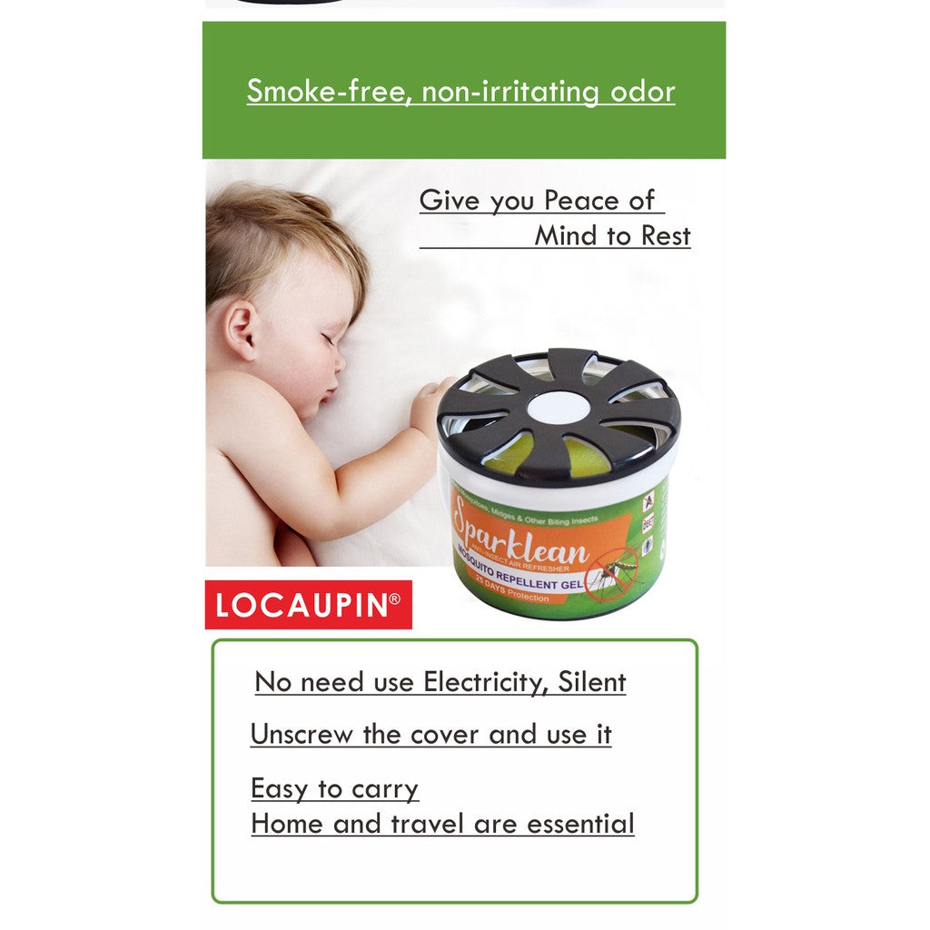 Locaupin SPARKLEAN Natural Mosquito Repellent Scented Gel 25 Days Protection Pure Citronella Anti-Insect Non-Toxic_1pcs